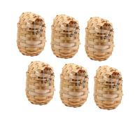 SUPVOX 6 nidos de pájaros de bambú hechos a mano para jaulas, casa de pájaros para balcón, casa de pájaros para refugio cálido, jardín, tejido a mano, manualidades, nido de pájaro natural