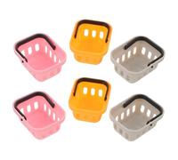 SUPVOX 6 Piezas Mini Cestas de Compras para Casa de Muñecas Baskets de Miniatura Resistentes Accesorios para Cocina y Almacenaje Pequeño Colores Naranja Rosa y Gris