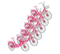 SUPVOX 6piezas Mini Bicicleta Rosa De Accesorios para Casa De Muñecas De Bicicleta Miniatura Decoración De Escritorio para Juguete De
