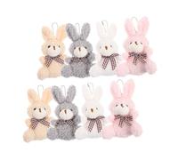 SUPVOX 8 Piezas Conejo de Peluche Suave con Colgante de Lazo Mini Charm Decorativo para Bolso y Llaves Colores Rosa Blanco Gris Marrón Diseño Portátil y Compacto para Regalos Festivos