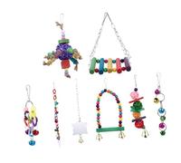 SUPVOX 8piezas Columpio Colgante para Pájaros y Mascotas Juguete Hamaca Campana Espejo Soporte para Jaula y No Tóxico