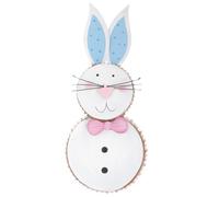 SUPVOX Adorno Colgante de Conejo de Hierro Lazo Rosa, Decoración de Pared Metálica para Jardín y Vallas, Escultura Creativa para Exteriores y Patio, Decoración Colgante Versátil