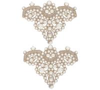 SUPVOX Adorno de Perlas para Zapatos 10x12,5 Cm Color Marfil, Parche Decorativo de Bricolaje para Bordado y Decoración de Accesorios, Par de Apliques Elegantes para Manualidades y
