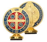 SUPVOX Adornos Navideños Antiguos San Benito 2 Piezas Decoración Cruz de Aleación Multicolor para Iglesia Hogar y Oficina Ornamento Religioso Coleccionable