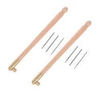 SUPVOX Agujas de Bordar con Mango de Madera de Haya Juego de 2 Agujas de Acero Inoxidable para Lentejuelas y Cuentas Herramientas Esenciales para Costura y Bordado Manual Uso en