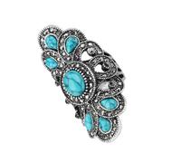 SUPVOX Anillo de Dedo para Mujer Azul Turquesa Estilo Retro Vintage Tamaño 10 Diseño Hueco Incrustaciones de Piedras Accesorio Hipoalergénico Adecuado para Fiestas y Uso Diario