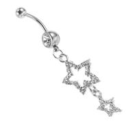 SUPVOX Anillo de Ombligo con Colgante Estrella de 5 Puntas y Gemas de Imitación, Joyas Ombligo Plateadas, Barra Colgante para Piercing Corporal, Accesorio para Mujer y Niña