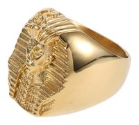 SUPVOX Anillo Detalles Intrincados y Acabado para Hombre de Acero Inoxidable Dorado Diseño Egipcio Tamaño 11, Joya Elegante para Uso Diario
