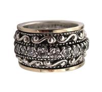 SUPVOX Anillo Vintage Tallado de Aleación Bicolor para Mujer, Estilo Retro Étnico, Tamaño 8, Joyería Ornamental para Uso Diario y Ocasiones Obsequios