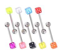 SUPVOX Anillos de Lengua en Acrílico Dados Multicolor, Set de 9 Piezas para Piercings Corporales, Accesorios Livianos para Uso Diario y Celebraciones Color Aleatorio