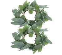 SUPVOX Anillos Decoración Elegante para Fiestas de Vela de Eucalipto Artificial 2 Piezas, Material de Tela de Seda y PE para Centros de Mesa de Boda