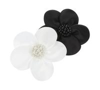 SUPVOX Aplique Floral Bordado de 5 Pétalos en Satén Perlas Pack 2 Piezas Negro y Blanco Decoración DIY para Coser Ropa para Manualidades y Accesorios de Moda