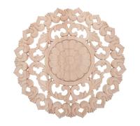 SUPVOX Aplique redondo de madera tallada: aplique de tallado superpuesto - Calcomanía de tallado de madera para cama, puerta, armario, espejo, chimenea, armario, muebles, decoración, 30