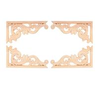 SUPVOX Tallado en madera Eslabón de la esquina Onlay Adornos de madera sin pintar Apliques Estilo europeo Puerta Gabinete Decoración 4 piezas (13 * 7cm)
