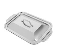 SUPVOX Bandeja Rectangular para Asar de Acero Inoxidable con Tapa, 41x22x7.5 Cm, Bandeja Profunda para Horno y Barbacoa, Utensilio Multifuncional para Pescado, Carne y Reuniones