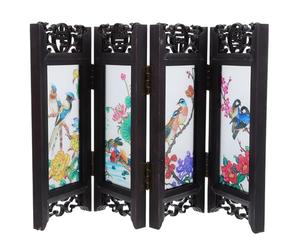 SUPVOX Biombo Plegable Mini de Estilo Chino para Escritorio, Adorno Decorativo de Arte Chino, Pantalla Pequeña de Madera Acabado Mate, Accesorio para Casas de Muñecas y Decoración