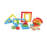 SUPVOX Bloque de Construcción Geométrico para Niños Juguete Educativo de Madera 10 Piezas Imaginación para Aprendizaje y Juegos