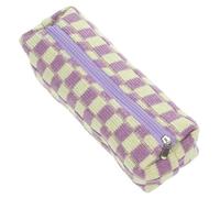 SUPVOX Bolsa de Lápices Juvenil Multifuncional de Gran Capacidad Estuche Portátil Cremallera para Papelería y Maquillaje Diseño de Cuadros Morados Adecuado para Estudiantes y