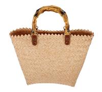 SUPVOX Bolso Bohemio Trenzado de Paja y Ratán Beige Bolso de Mimbre Grande y Ligero para Mujer Vintage para Playa Compras y Uso Diario