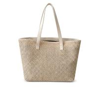 SUPVOX Bolso grande de paja para mujer, bolso de hombro tejido a mano, bolso de playa espacioso blanco crema con asas resistentes, uso diario en vacaciones de verano