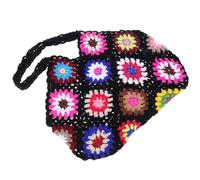 SUPVOX Bolso Tejido a Mano de Lona Negro Bolso de Playa Veraniego a Crochet para Mujer de Hombro Grande y Ligero y Resistente para Viajes y Uso Diario