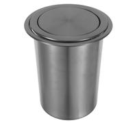 SUPVOX Bote de Basura para Encimera de Cocina Empotrado de Acero Inoxidable con Tapa Abatible Silenciosa, Papelera Redonda Plateada para Cocina, Oficina y Restaurante, Juego de 3 Piezas