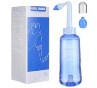 SUPVOX Botella de Enjuague Nasal de Plástico de 500ml 2 Boquillas para Adultos, Irrigador Nasal Control Botón y Uso Invertido, Diseño Creativo Azul