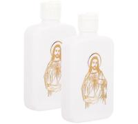 SUPVOX Botellas de Agua para Bendición Religiosa Católica 2 Piezas 100 Ml Opacas Color Marfil Cruz Dorada para Uso en Iglesias y Eventos Cristianos, Contenedores Rellenables Pequeños