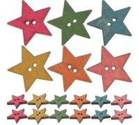 SUPVOX Botones de Madera de Estrella de 25 MM 50 Unidades para Manualidades DIY Dos Agujeros Color Natural Ideales para Coser Scrapbooking y Decoración Creativa