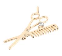 SUPVOX Broche de Barbero Decorativo de Aleación de Zinc Color Dorado Imperdible para Ropa Diseño de Peine y Tijeras Accesorio de Moda para Obsequio y Uso Camisas y Trajes