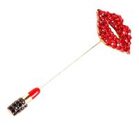 SUPVOX Broche de Labios Rojos Diseño de Lápiz Labial en Aleación y Rhinestone, Resistente y Estético para Ropa y Vestidos en Cumpleaños o Navidad