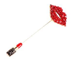 SUPVOX Broche de Labios Rojos Diseño de Lápiz Labial en Aleación y Rhinestone, Resistente y Estético para Ropa y Vestidos en Cumpleaños o Navidad
