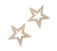 SUPVOX Broche de Solapa de Aleación de Zinc Dorado Estrellas de Cinco Puntas y Gemas de Imitación, Pack de 2 Piezas, Accesorio Elegante para Fiesta, Traje y Boda
