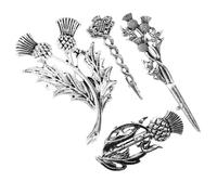 SUPVOX Broche Escocés Vintage de Aleación 4 Piezas Diseño de Flor Silvestre, Broche Artesanal para Suéter, Chaquetas y Trajes, Accesorio Resistente Decoloración para Bodas y Eventos