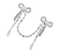 SUPVOX Broche para Mujer Cadena de Aleación, Lazo Perlas y Borla, Accesorio Elegante para Ropa y Vestidos de Fiesta, Pinza Decorativa Pecho, Diseño Ligero y Sofisticado