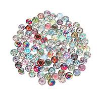 SUPVOX - Cabujones de cristal, mezcla de colores, diseño de flores, semiredondo, artesanía, mosaico para fabricación de joyas, 8 mm, 100 unidades