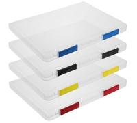 SUPVOX Caja Archivadora Transparente para Documentos A5 24X17X2 CM Set 4 Piezas Colores Negro Azul Rojo Amarillo Organizador Portátil para Oficina Escuela y Hogar