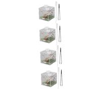 SUPVOX Caja De 4 Piezas Caja De Cría De Araña Saltadora Cuidado Anfibio Casa del Cangrejo Ermitaño Suministrar Guardián Kit De Hábitat De Tortuga Tanque Tortuga De Agua Dulce Acrílico