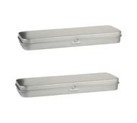 SUPVOX Caja de Lápices de Hojalata 2 Unidades Estuche Rectangular Portátil 160X54X20 MM Tapa Abatible Organizador Escolar Resistente al Desgaste para Bolígrafos y Material de Papelería