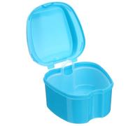 Supvox Caja de prótesis con red - Caja de almacenamiento portátil para dentaduras postizas ideal para la limpieza y el almacenamiento sobre la marcha 9.0 x 9.0 x 7.0 cm