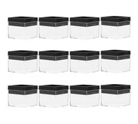 SUPVOX Caja Organizadora Transparente para Exhibición de Muestras Minerales 12 Piezas, Contenedor Plástico Cuadrado 56x42x33 Mm Base Negra, Almacenamiento para Colecciones y Joyería