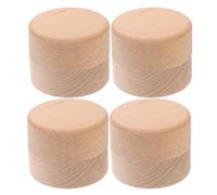 SUPVOX Caja Porta Joyas de Madera de Haya Redonda 4 Unidades Tapa para Almacenar Anillos y Dientes de Ñiño Adecuado para Regalos y Decoración Infantil