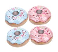 SUPVOX Cajas de Dulces para Bodas Forma de Dona, 4 Piezas (2 Rosa y 2 Azul), Caja de Hojalata Resistente para Almacenamiento de Regalos, Fiestas Infantiles y Cumpleaños