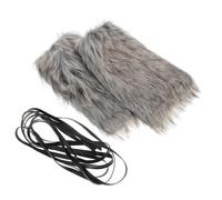 SUPVOX Calentadores de Piernas Peludos para Mujer Calentadores de Piel Sintética Acampanados de 30 CM Gris Blanco con Correas Ajustables Ideales para Disfraces de Baile Halloween y