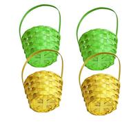 SUPVOX Canasta de Bambú Portátil para Pascua 4 Piezas, Cesta de Huevos de Pascua Mediana Asa, Decorativa para Fiesta y Día, Color Aleatorio, Mini Cesta Práctica y Duradera