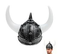 SUPVOX Casco Vikingo con Cuernos de Buey, Sombrero para Disfraz de Guerrero Romano, Accesorio Plástico Ligero para Cosplay y Decoración de Mascarada, Talla Única, Color Plateado