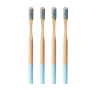SUPVOX Cepillo de dientes de bambú respetuoso del medio ambiente blando biodegradable para uso doméstico de viaje 4 piezas (azul cielo)