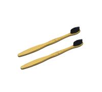 Supvox Cepillo de dientes de madera natural de bambú mango mango cepillo con cerdas negras suaves 5 unids