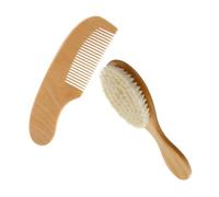 SUPVOX Cepillo de Masaje para Cuero Cabelludo y Peine para Lavar Cabello de Ñiño Mango Antideslizante de Madera, Kit 2 Piezas para Cuidado Infantil y Uso Doméstico