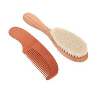 SUPVOX Cepillo de Pelo y Peine de Madera para Cerdas de Lana Natural para Recién Nacidos Cuidado Delicado del Cabelludo Ligero y Fácil de Transportar Regalo para Ducha